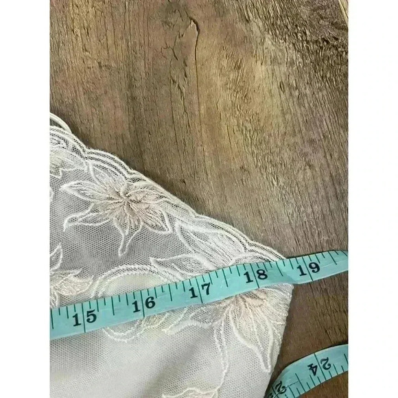 Linea Donatella Babydoll Sheer Lace Front Embroidered Sleeveless Nightgown M/L - Picture 13 of 14